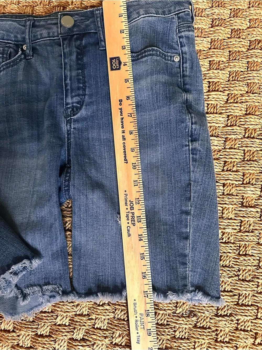 Seven7 Blue Distressed Denim Bermuda Shorts